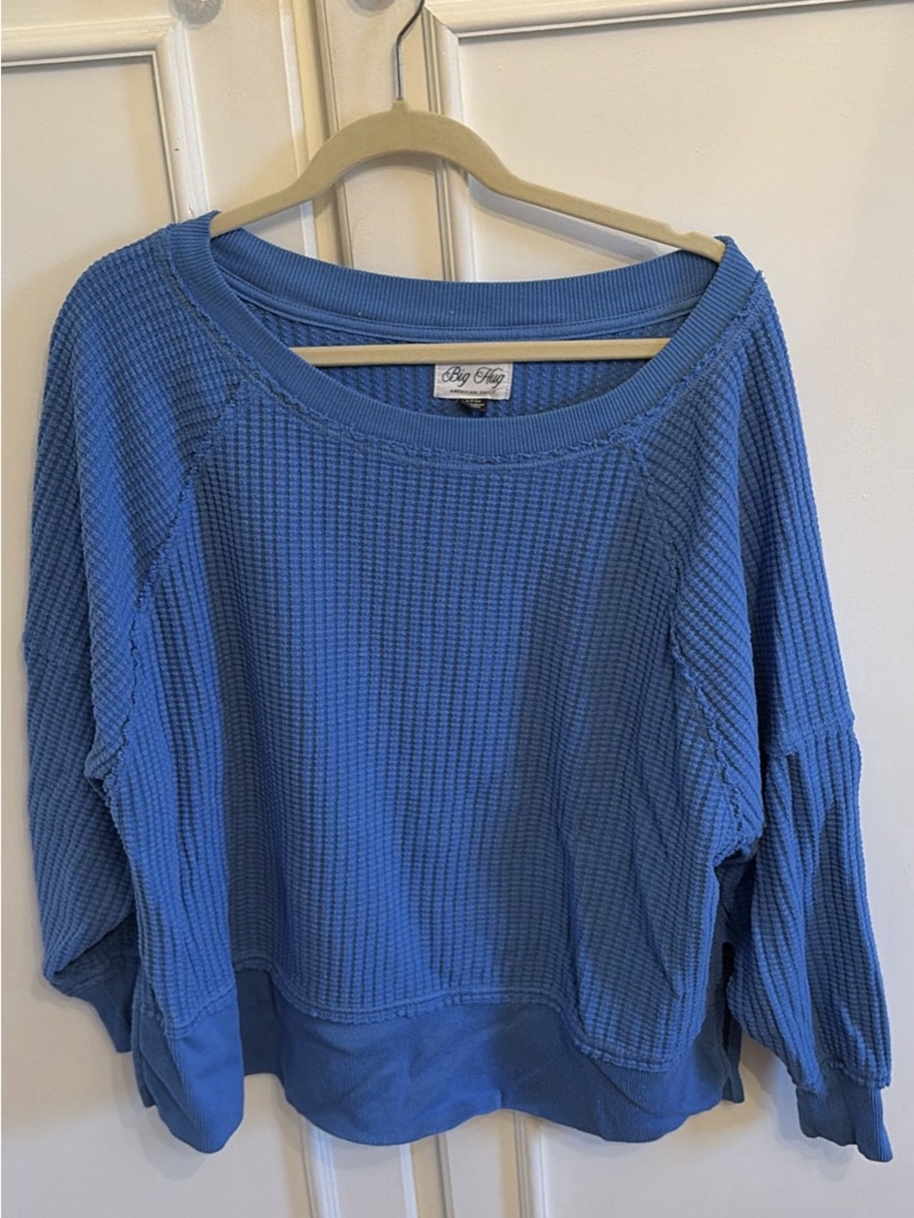 American Eagle Outfitters Sky Blue Waffle Knit Scoop Neck Sweater